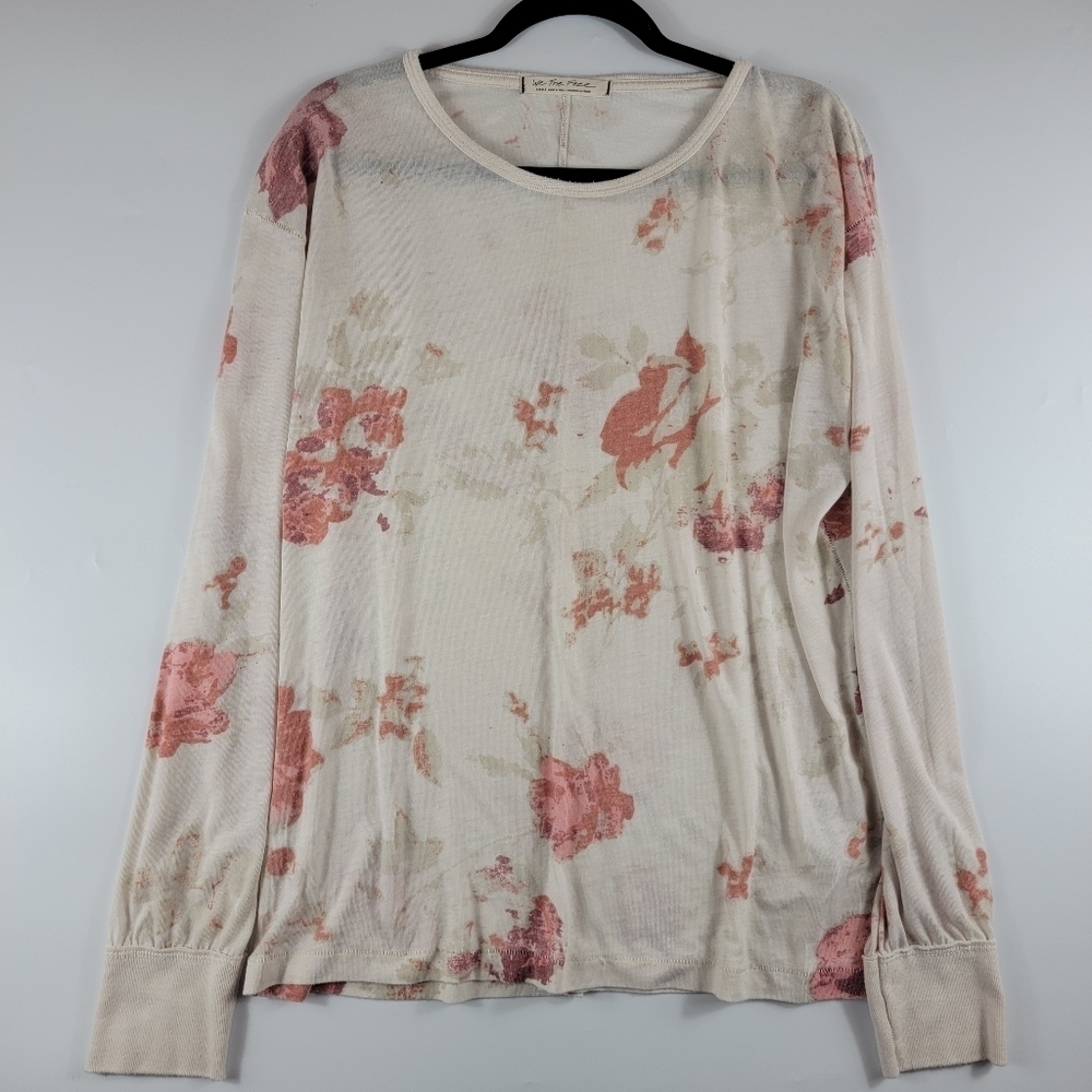 We The Free Oversized Floral Pullover Shirt in Ivory, S